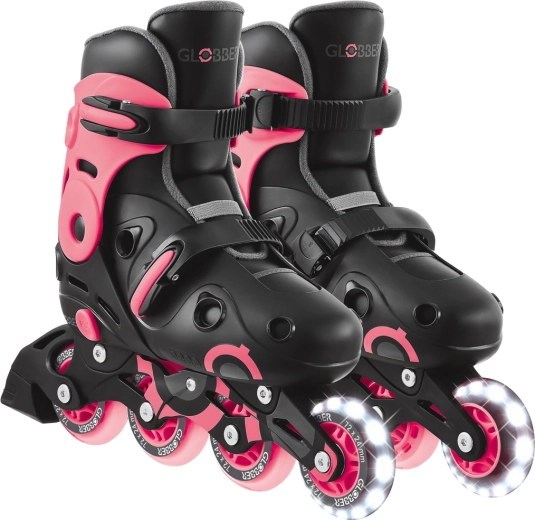 Kinder inline skates Go Skates Lights met lichtgevend voorwiel zwart-roze (EU 34–37)