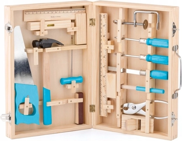 WOODYLAND Houten en metalen gereedschap in een koffer