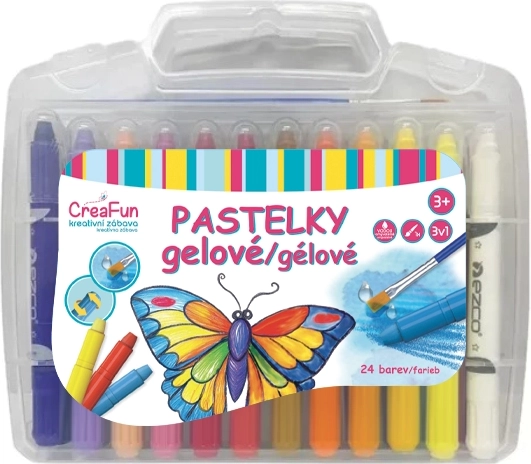 CreaFun gelkrijtjes 3-in-1 afwasbaar, set van 24 stuks met penseel