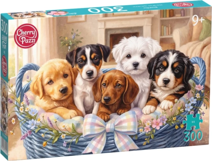 Cherry Pazzi puzzel Puppy’s in een mandje met 300 stukjes