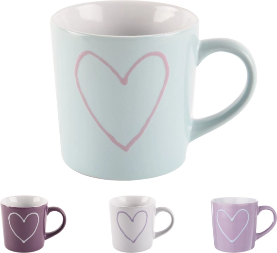Keramische mok met hartmotief 0,6 l (mix kleuren)