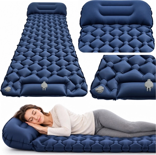 Opblaasbaar kampeermatras voor één persoon met kussen 190 × 60 cm
