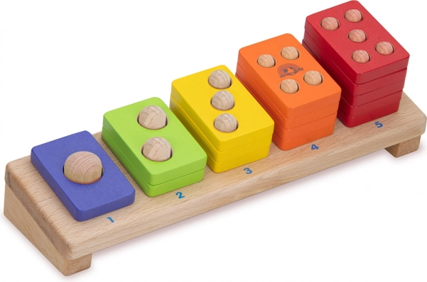 WONDERWORLD houten telpuzzel kleurrijke getallen 1–5