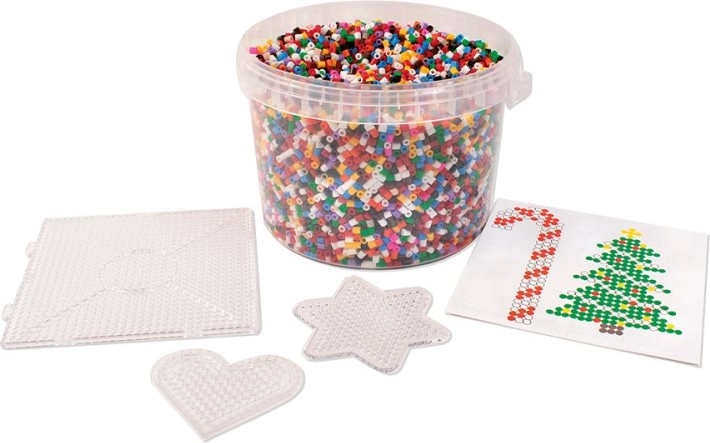 Strijkkralen in emmer met 3 platen 20.000 stuks Playbox