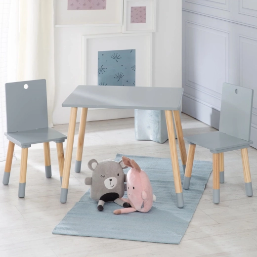 Roba kindertafel met 2 stoelen, grijs