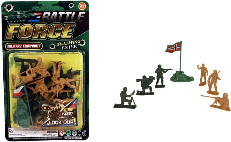 Militaire set plastic soldaatjes met vlag en voertuigen (21 stuks)