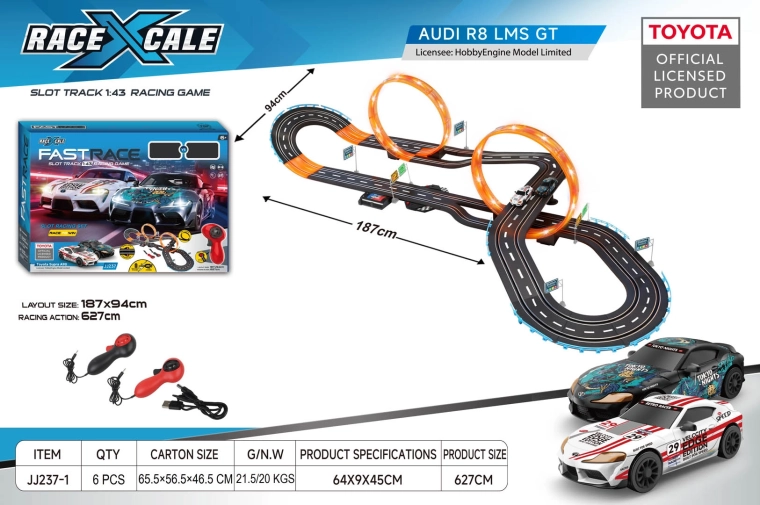 Toyota-racebaan met afstandsbediening 1:43, 187 × 94 cm