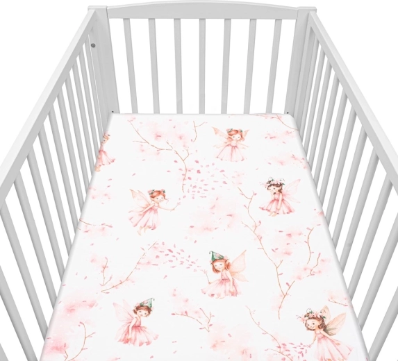 Katoenen hoeslaken voor ledikant NEW BABY Feeën 120×60 cm