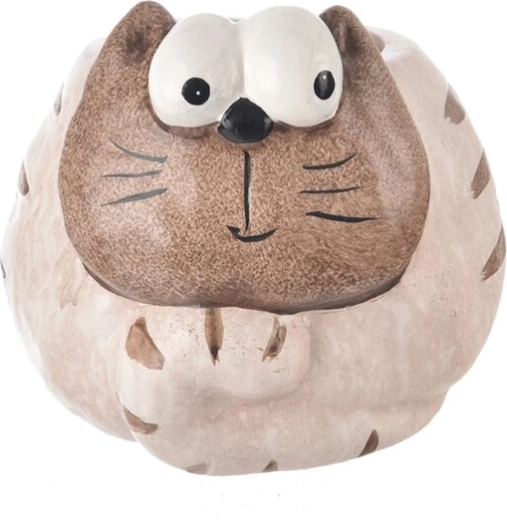 Keramische kattendecoratie in beige