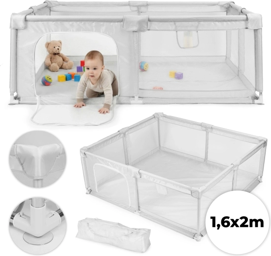 Kinderbox 160 × 200 cm grijs met reistas ECOTOYS