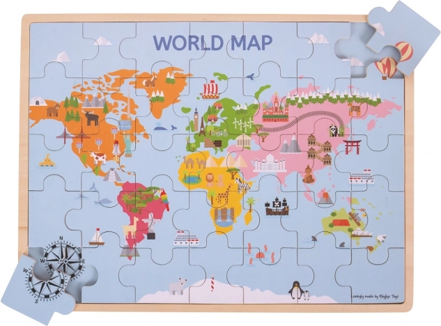 Bigjigs Toys houten puzzel Wereldkaart