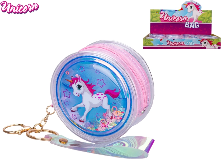 Unicorn mini handtas met holografische glitters en hanger