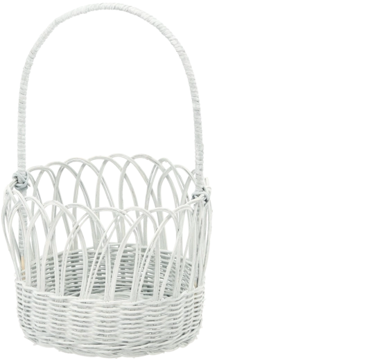 Rieten mand met handvat blauwgrijs met gebleekt effect 20 × 16/35 cm