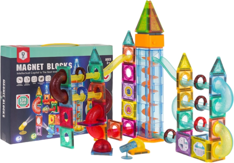 Magnetische bouwset met lichteffecten, 134 onderdelen