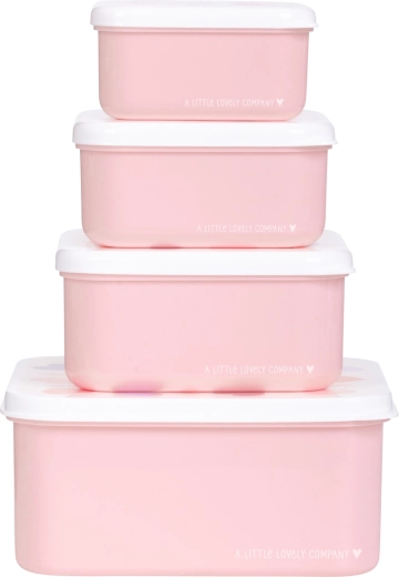 A Little Lovely Company set van vier lunchboxjes met hartjes