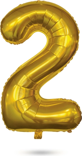 Gouden folieballon met cijfer 2 voor verjaardagen, 40 inch