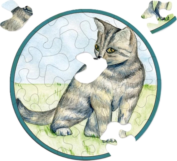 CURIOSI ronde mini-puzzel Picoli – kat, 33 stukjes