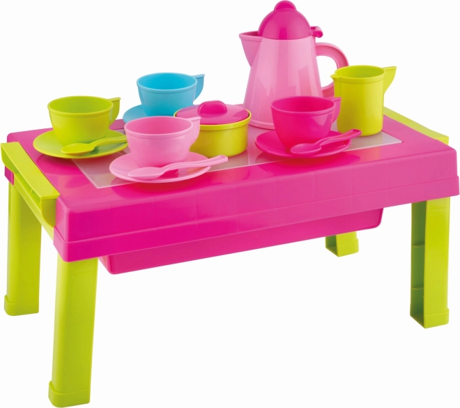 Androni koffieservies met inklaptafeltje 2-in-1 – 17 stuks