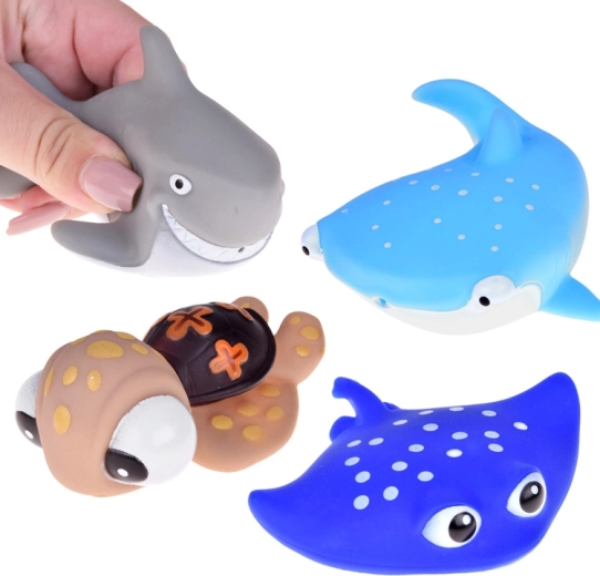 Rubberen badspeeltjes zeedieren 4 stuks