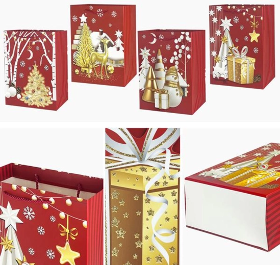 Toro papieren kerstcadeautas met kerstboompje 23 × 18 × 10 cm