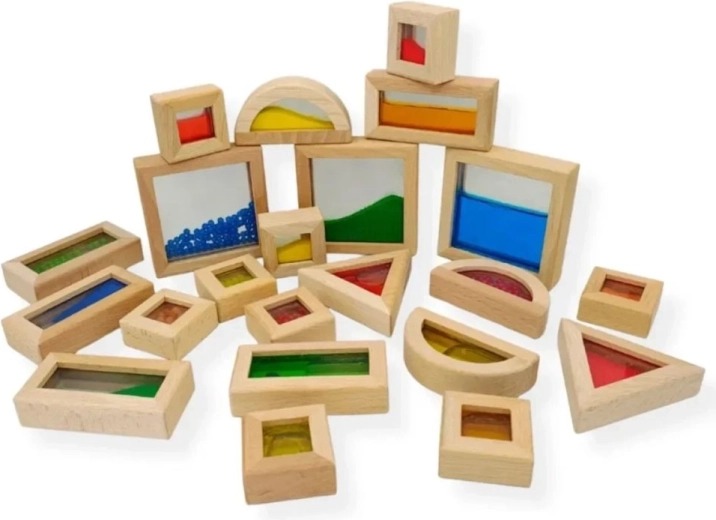 KABI sensorische houten blokken met zand, water en kraaltjes