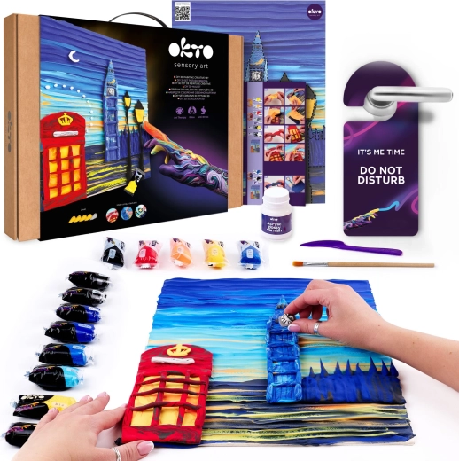 OKTO kunstset schilderen met boetseerpasta London city 30 × 40 cm
