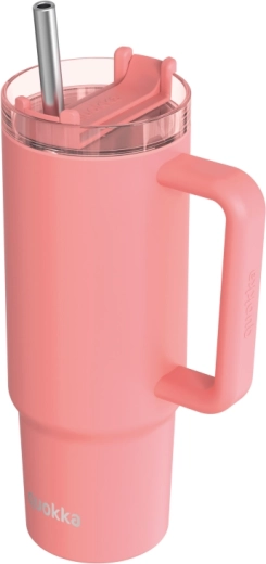 Roestvrijstalen thermobeker Quokka Vibe Coral Drop Safe met rietje 880 ml