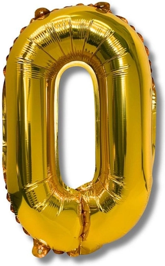 Fólioballon cijfer 0, goud 40 cm