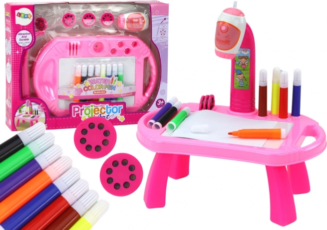 kinder tekenscherm projector met tafeltje – roze