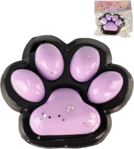 Antistress knijpbare kattenpoot voor geluk paars - 1 stuk