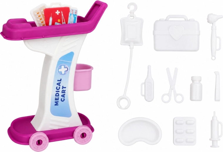 Medisch karretje en accessoires zoals in een echte praktijk