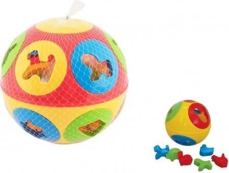 Kunststof vormensorteerbal 13 cm, 2 kleuren