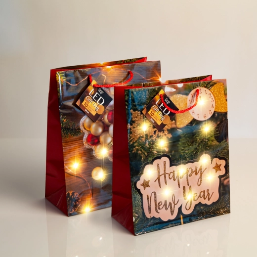LED-cadeautas met 10 warmwitte LED-lampjes - 1 stuk