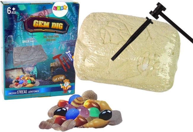 Archeologische set kristallen uit edelsteenmijn