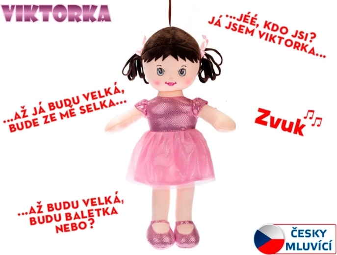 Pratende knuffelpop Viktorka 32 cm – lichtroze