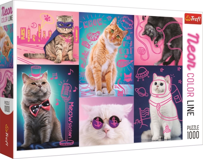 Puzzel Neon Kleur Lijn - Super Katten 1000 stukjes