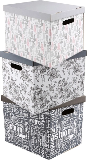 Decoratieve opbergdoos van karton met deksel 47 × 31 × 32 cm