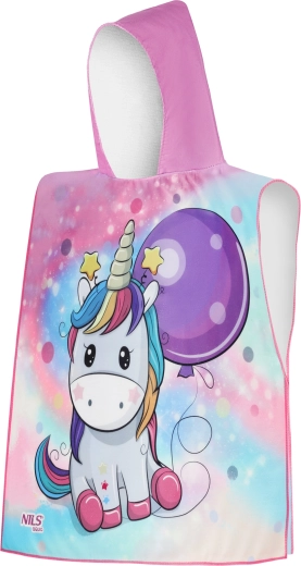 Kinderponcho van microvezel met capuchon NILS Aqua Unicorn