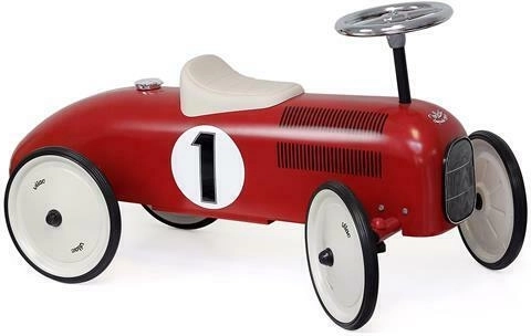 Vilac vintage metalen loopauto in rode kleur