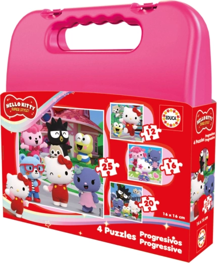 Educa progressieve puzzel in koffertje Hello Kitty 4-in-1 (12–25 stukjes)