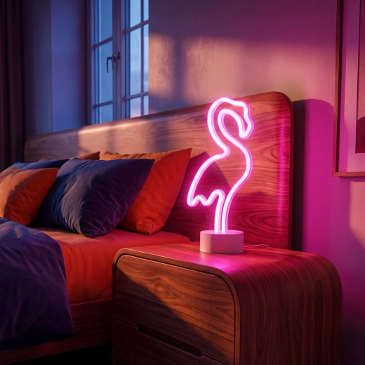 Neonledlamp roze flamingo