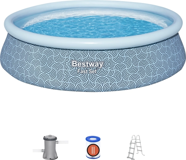 Bestway Fast Set rond opzetzwembad met filterpomp en trap 4,57 × 1,07 m