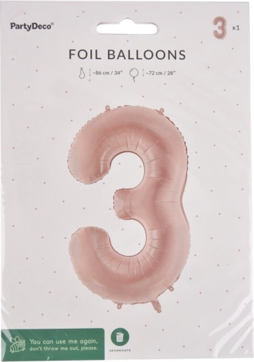 Folieballon cijfer 3 beige 72 cm
