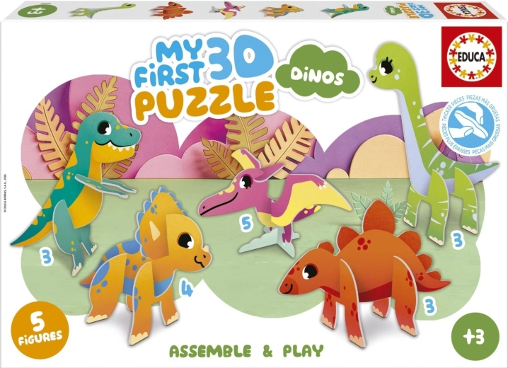 Educa mijn eerste 3D-puzzel dinosaurussen 5-in-1 (3, 3, 3, 4, 5 stukjes)