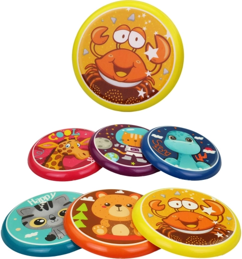 Kinder kunststof frisbee met dierenafbeelding - 1 stuk