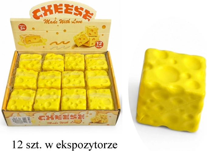 Antistress knijpbal kaas vierkant - 1 stuk