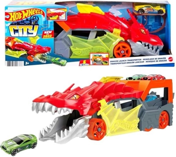 Hot Wheels City transporter met drakenlanceerder