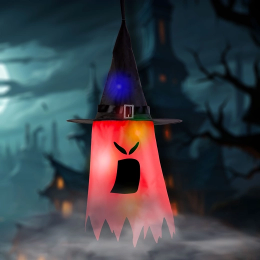 Hangende Halloween-leddecoratie geest rood