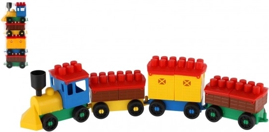 Bouwset trein met 3 wagonnetjes LORI in zakje