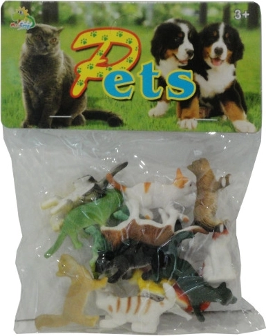 Set van plastic katten in zakje, 12 stuks
